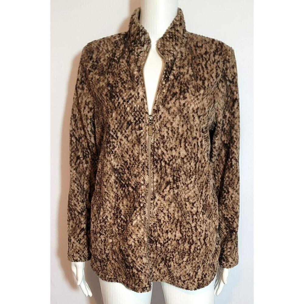 Stan Herman Brown Polar Fleece Zip-Up Jacket - Size M